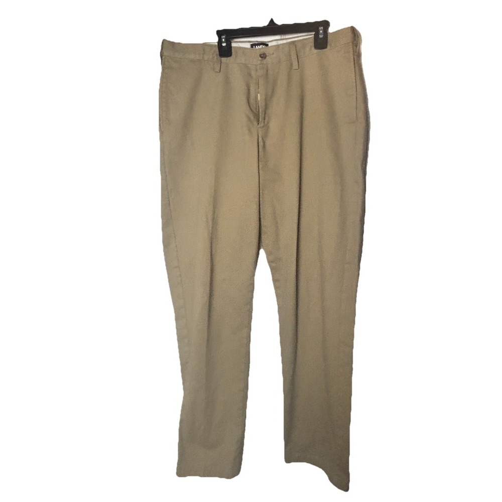 Lands‎ End Traditional Fit Chino Pants Mens 34x30 Khaki Flat Front Preppy Office